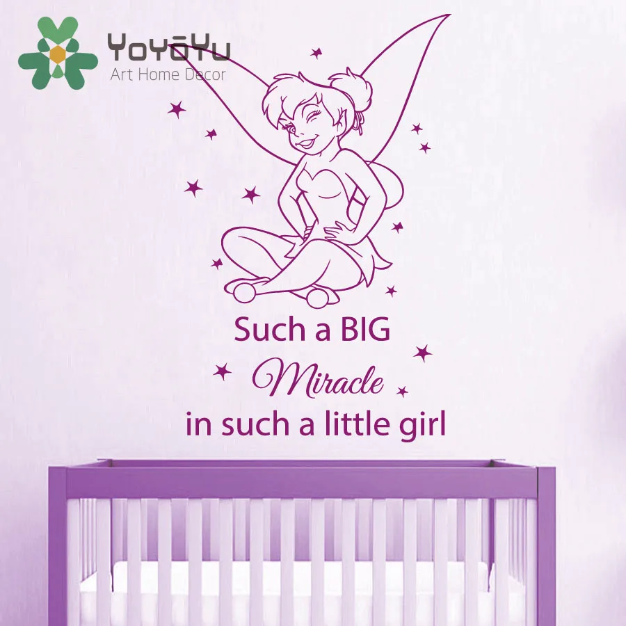 

Removable Sticker Such a Big Miracle in Such a Little Girl Vinyl Mural Baby Fairy Girls Bedroom Nursery Room Decal NY-71