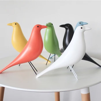 

Nordic Modern Desktop Decorative Resin House Bird Pure Color Simple Line Black White Red Bird Adornment Fashion Home Decoration