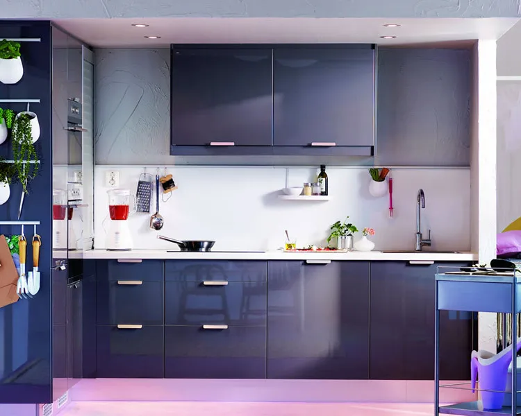 Modern Style Purple Color Mdf High Gloss Lacquer Kitchen Cabinet