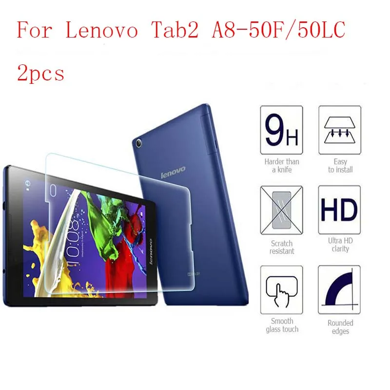 Ультратонкий планшет закаленное Стекло для lenovo Tab2 A8-50F/50LC Экран Защитная пленка 2 шт. в 1 посылка