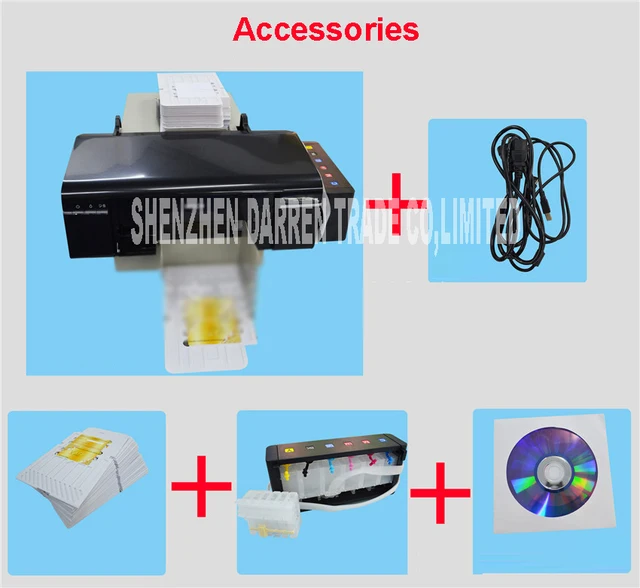 Automatic PVC ID card printer plus 50pcs pvc tray for pvc card printing  machine PVC White Card/CD Print ordinary dye Use ink - AliExpress