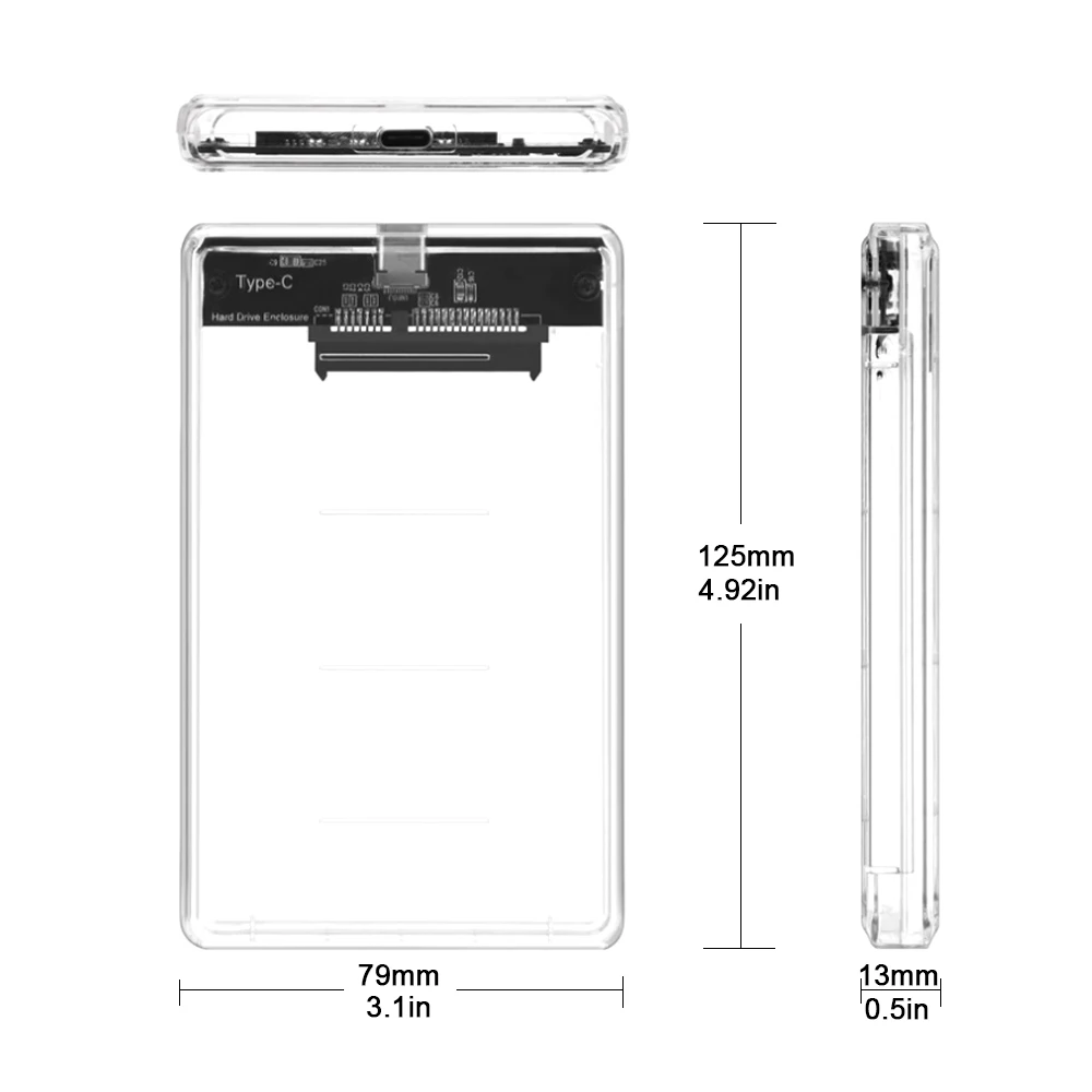 CHIPAL прозрачный 2,5 дюймовый HDD SSD чехол Sata для USB 3,1 type C адаптер бесплатно 5 Гбит/с Корпус жесткого диска Поддержка 2 ТБ UASP
