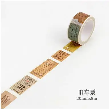 20 мм широкая винтажная старая билетная лента для декорации Washi DIY планировщик