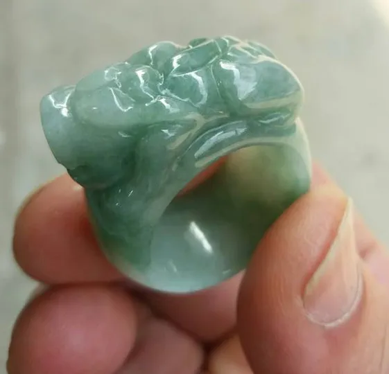Горячая Распродажа натуральное зеленое кольцо с Жадеитом ручная резка Jadeite BanZhi
