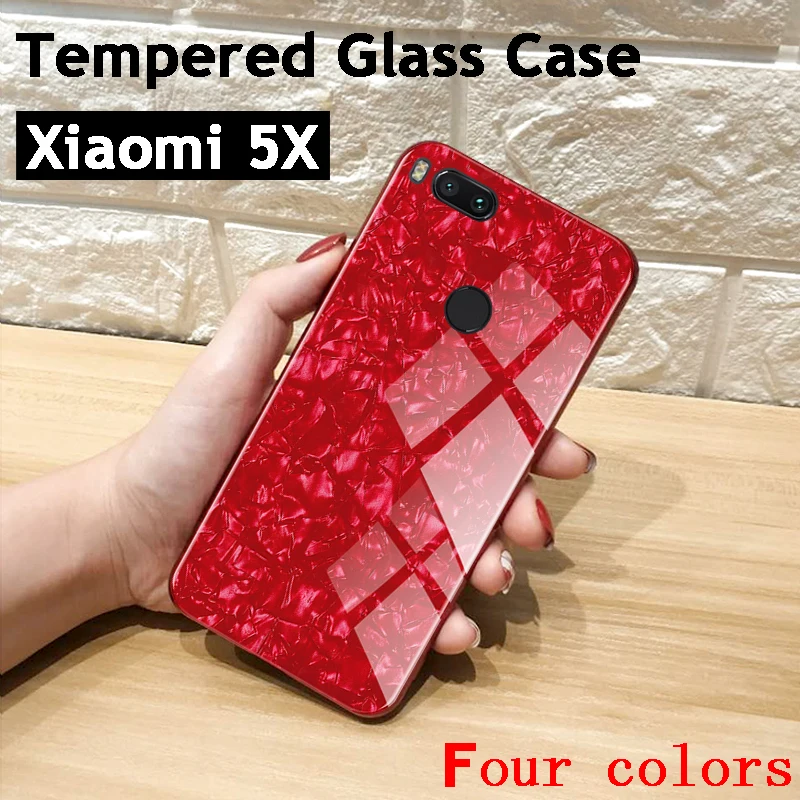 Luxury Bling Conch texture case Shell Tempered Glass phone Case For Xiaomi 5X Xiaomi5X Soft TPU Frame cover Capa Coque Carcasa |