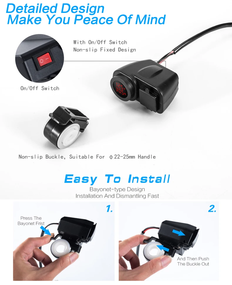 5 в 2.1A мотоцикл двойной USB зарядное устройство разъем для телефонов планшеты gps 12 в 24 В светодиодный дисплей Вольтметр реальные часы с