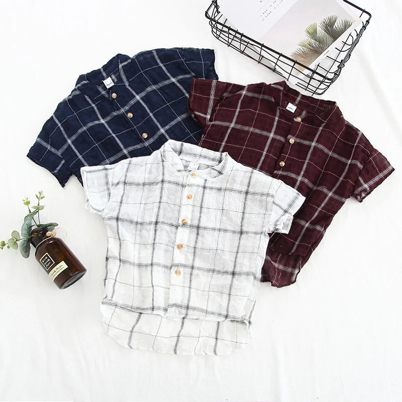 WOTTAGGA 2019 Children Boys Shirts Summer Kids Baby Shirt For Boy Short Sleeve Tops Child Boys Clothes Toddler Boy Blouse