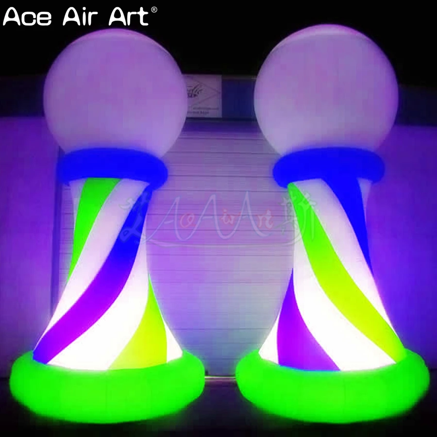  Popular ground inflatable lighting decorationcolourful glowing inflatable ball on the column for we