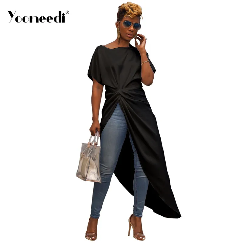 

Yooneedi 2019 Summer New Arrival Casual Women Tshirt 2 Color Solid O-neck Long Style Women T-shirt Tops ASL-6096