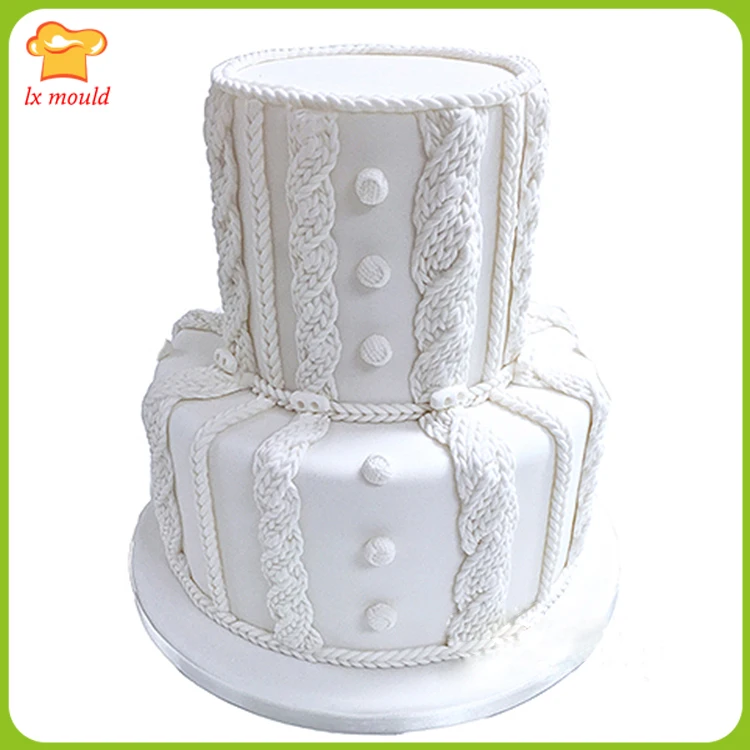 

Christmas Wedding Birthday Party Folding Sugar Cake Silicone Molds Sweaters Patterns Buttons Knitted Silicone Pads