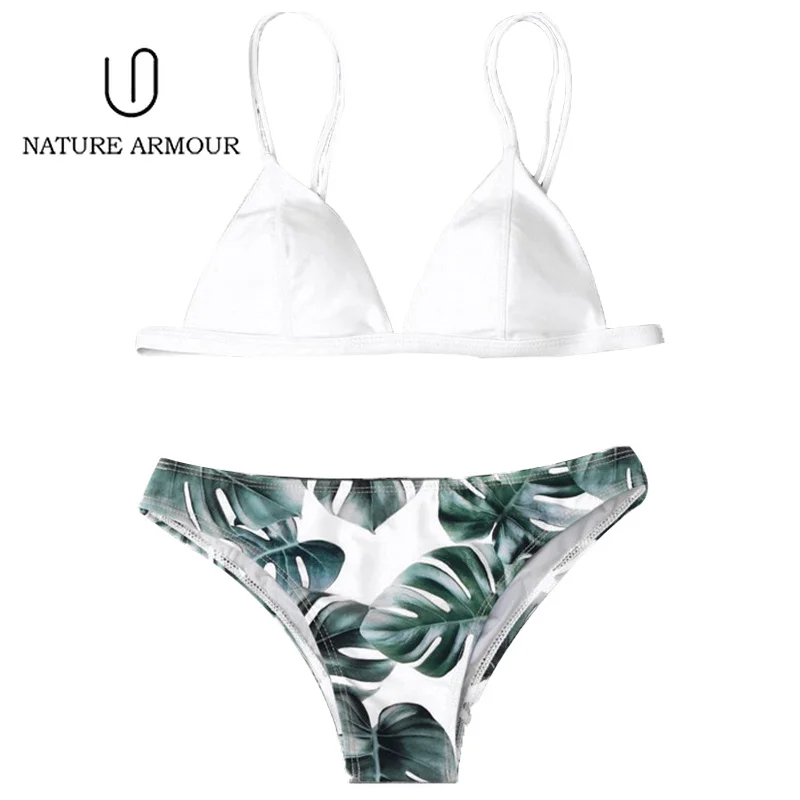 

Fashion Split Beach Bathing Suit Sexy Green Leaf Print Bikini Bathing Suit Women Two Piece Swimsuit Bikinis 2019 Mujer Swimwear