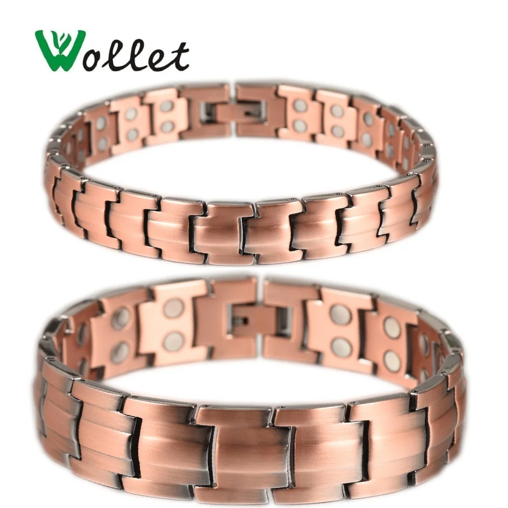 

Wollet Health Jewelry Red Copper Magnetic Bracelet for Men Women 2 Row Magnet Healthy Bio Energy Bracelets & Bangles Luxury Gift