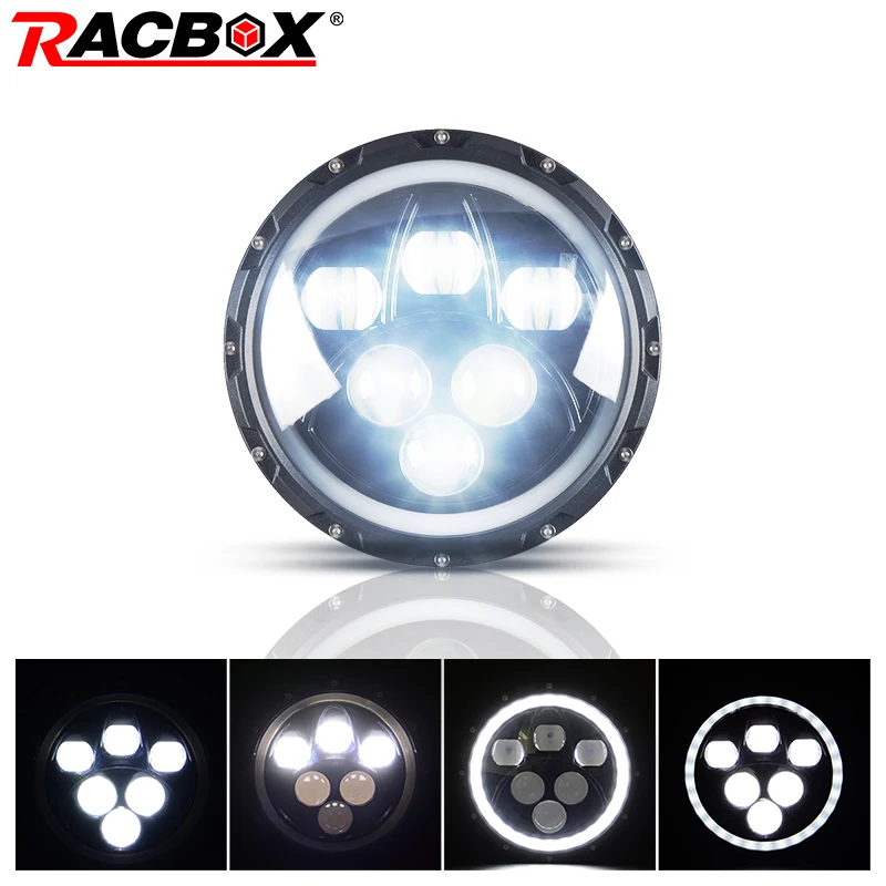 RACBOX 1 шт. 7 &quot60 Вт с светодиодный чипы фары проектора для Jeep Wrangler JK/TJ/LJ /CJ Hummer 6000LM Off