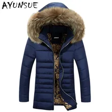 Зимнее пальто мужское пуховое хлопковое стеганое Мужское пальто толстая верхняя одежда зимняя куртка мужская капюшон воротник из искусственного меха плюс размер Campera HJ545