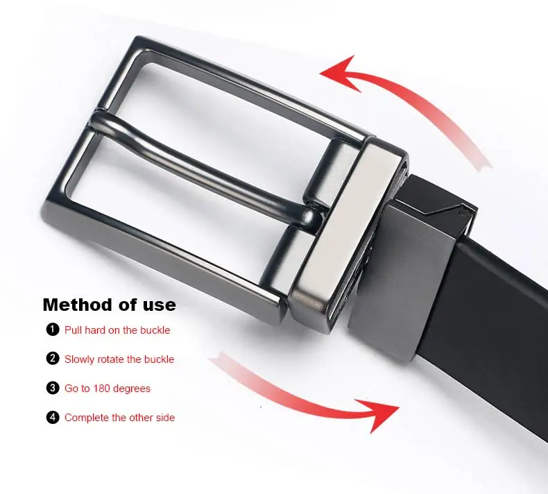 DOULILU Double-sided available Two-layer leather pin buckle belt Men's double-sided leather casual fashion belt rotation buckle  For Men Jeans Casual Belt Pin Buckle Masculine Cummerbund1 (6)