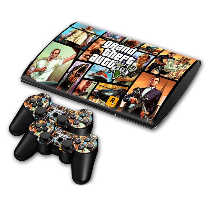 Grand Theft Auto V GTA 5 наклейка на кожу для PS3 Slim 4000 playstation 3 консоль и контроллеры для PS3 Skins Наклейка виниловая