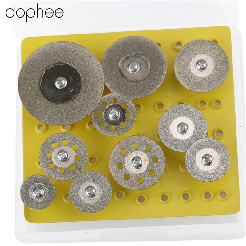 

dophee Carbon Steel Diamond Cut Off Discs Saw Blade Breath Hole Wheel Mandrel for Dremel Rotary 2.35mm Shank 16/19/20/22/25/30MM