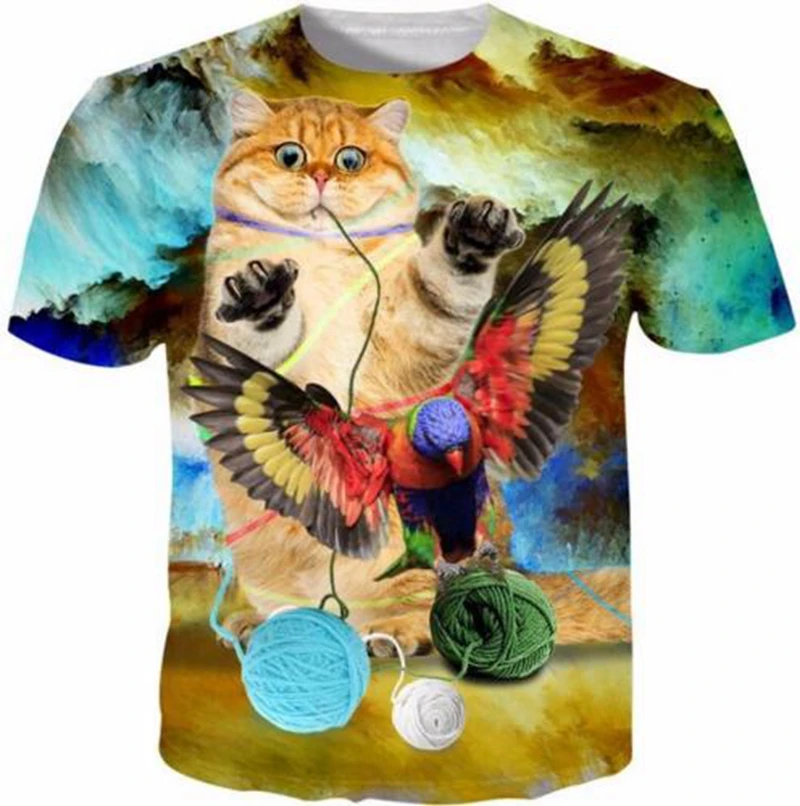 New Women/Mens t shirt Needle and Thread Cat Short Sleeves 3D Print T-Shirt Lovers Summer Clothes Tops Tees Plus S-5XL R1277