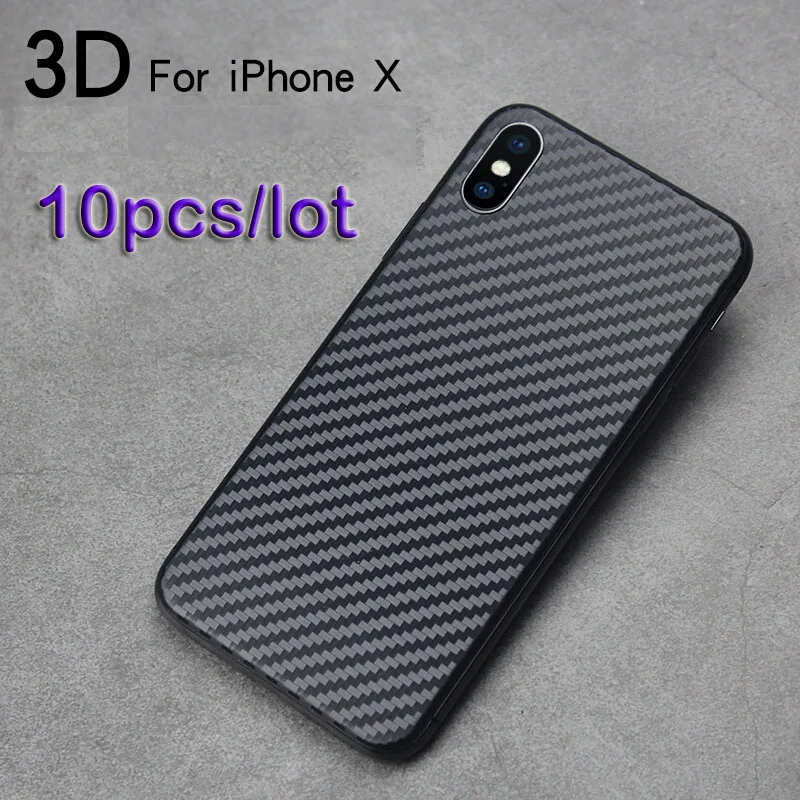 Черная 3d-пленка из углеродного волокна для iPhone X 7 8 PLUS 6 6S 10 шт. полное покрытие