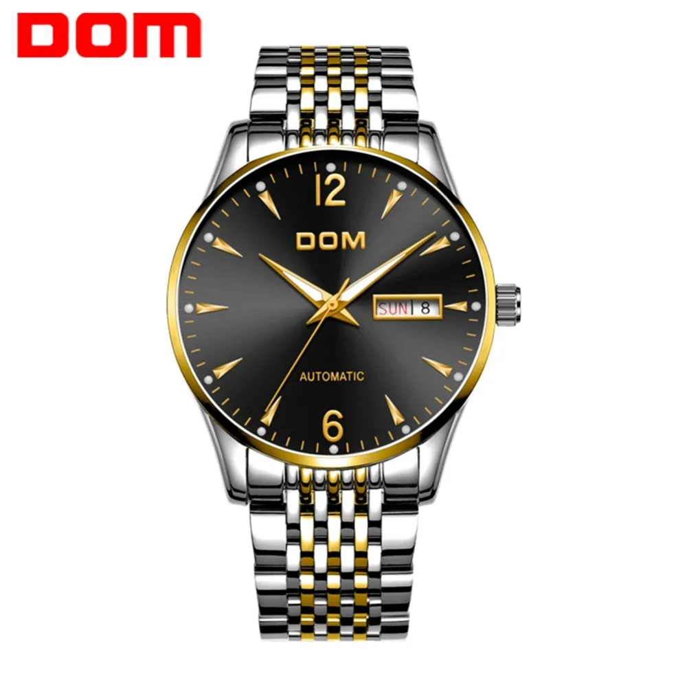DOM Лидирующий бренд, роскошные мужские механические часы, автоматический дисплей недели, водонепроницаемые часы, мужские часы с календарем, Relogio Masculino, M-89G-1M2