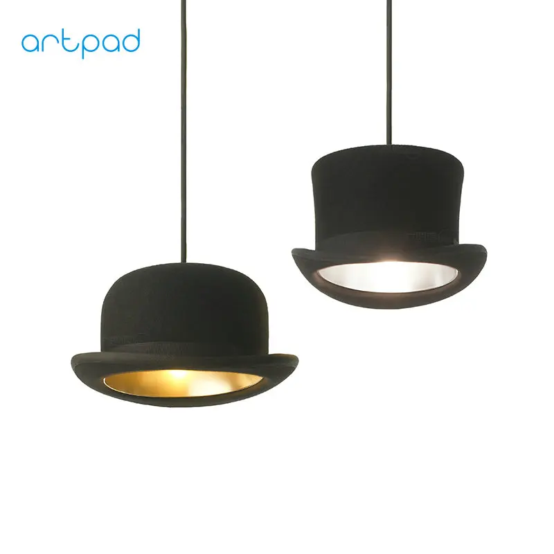 

Artpad Modern European Black Top Hat Pendant Light E27 Aluminium LED Pendant Lamp For Kitchen Coffee Bar Fixtures