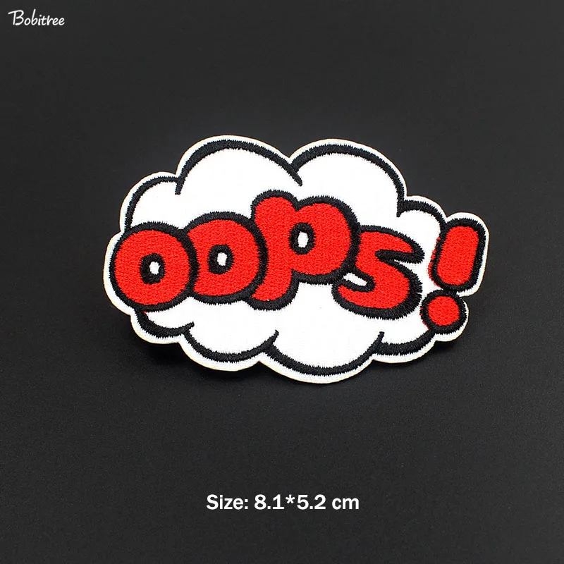 1pcs as photo Популярные WOW OOPS POW HEY Oh Yeah Переводные железные нашивки для одежды вышитые значки для шитья Аппликация DIY наклейки - Цвет: 1pcs as photo