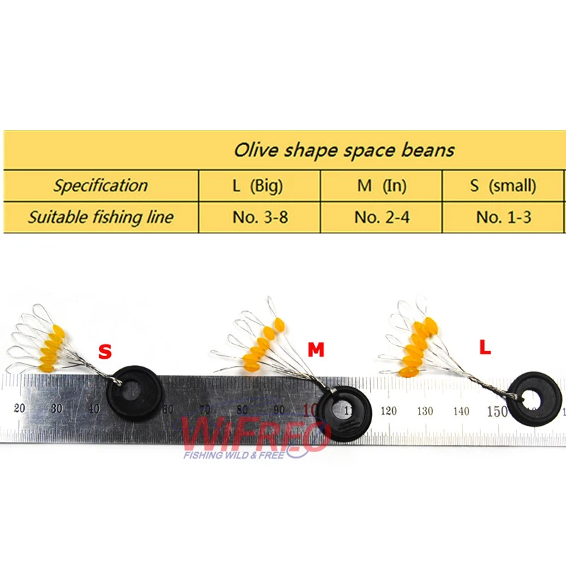 100 набор = 600 шт Желтые оливки космические бобы Размер s m l принадлежности подходят для многих размеров s лески