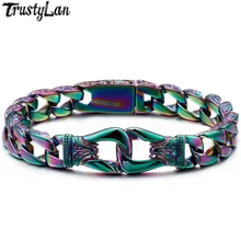 Полированный 316L мужской браслет из нержавеющей стали, мужские качественные браслеты, браслеты для похода, кубинские ювелирные изделия, четыре цвета, ручная цепочка