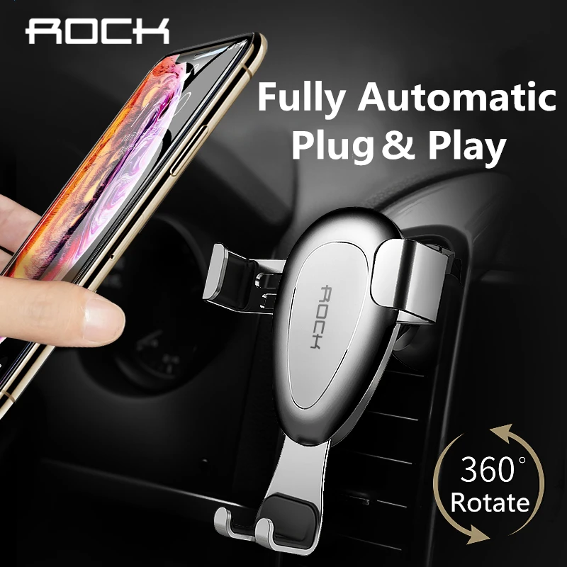 

ROCK Metal Gravity Phone Holder for iPhone Xs Max X 8 Samsung Gravity for Phone in Car Universal Mobile Stand Air Vent