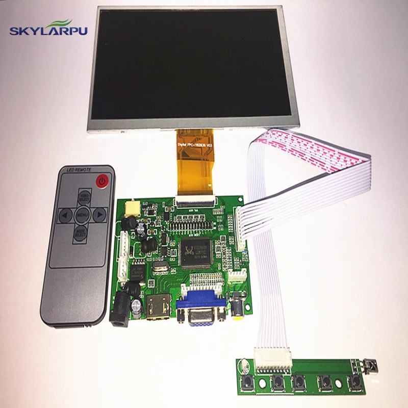 

7-дюймовая ЖК-панель, цифровой ЖК-экран и плата привода (HDMI + VGA + 2AV) для Raspberry PI Pcduino Cubieboard-(1024x600), бесплатная доставка