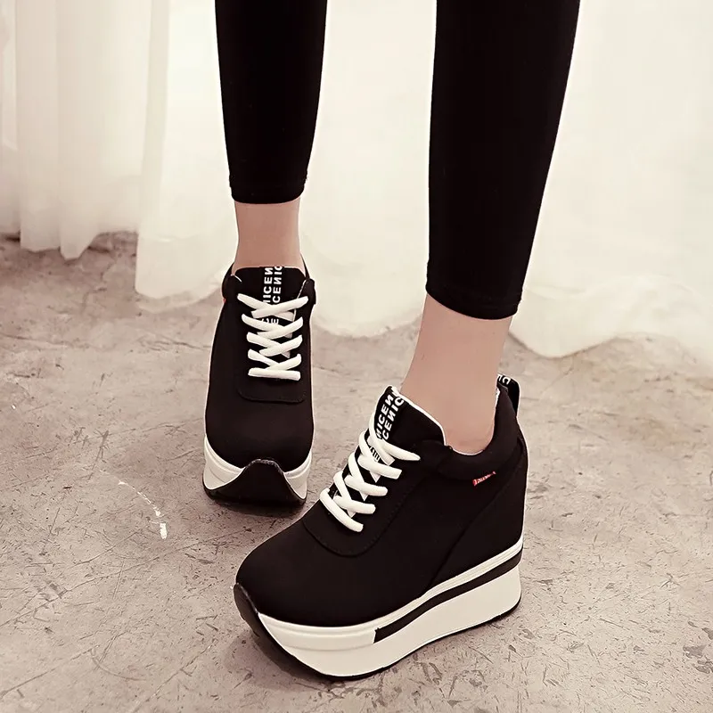 

Women Sneakers Women Height Increasing Breathable Lace-Up Wedges Sneakers Platform Shoes Canvas Woman sport Shoes