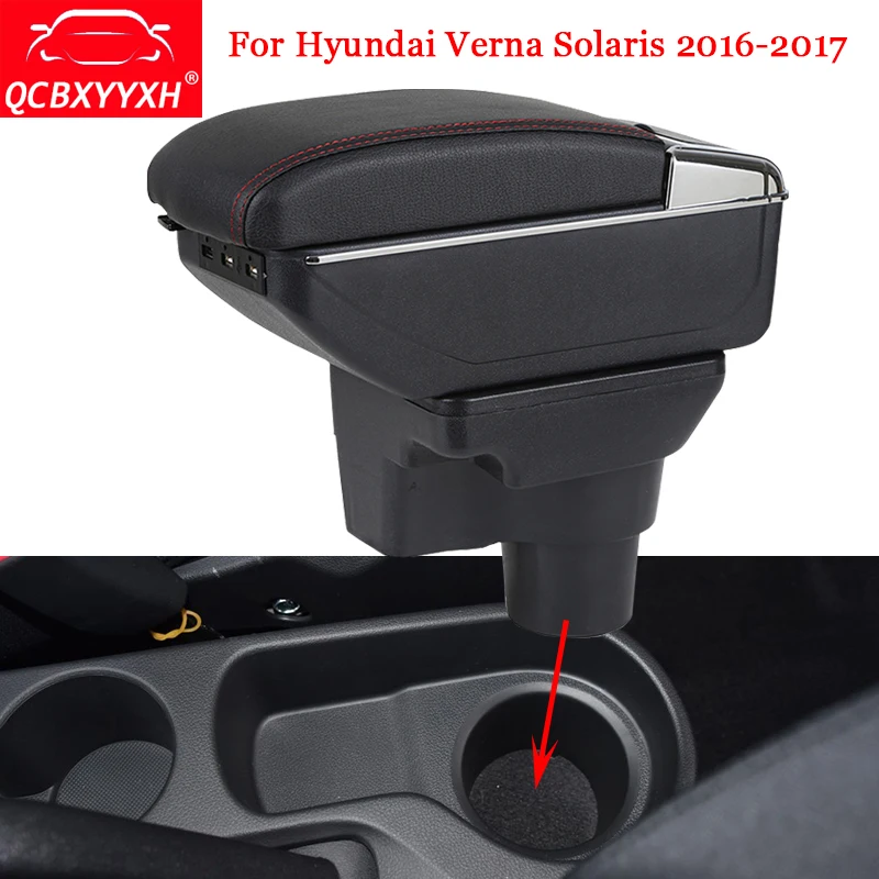

QCBXYYXH ABS Car Armrest Box Center Console Storage Box Decoration Holder Case Accessories For Hyundai Verna Solaris 2016-2017