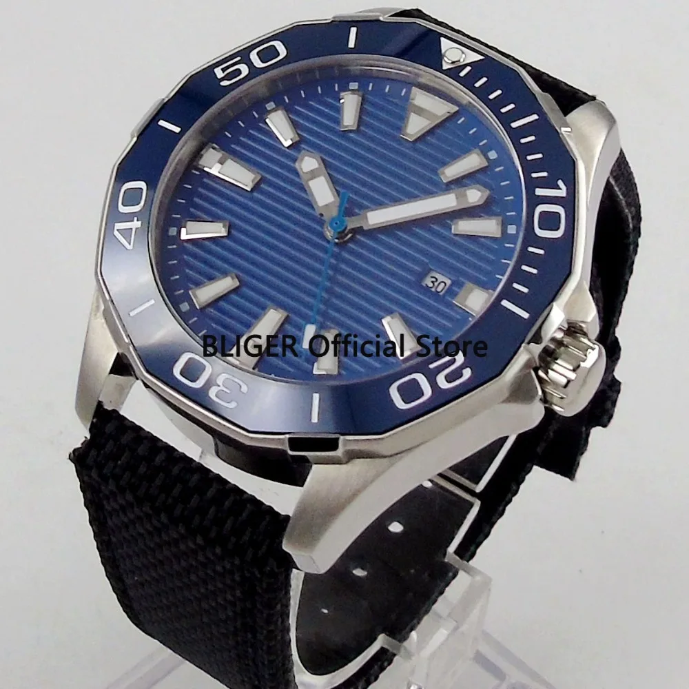 

Sapphire Crystal 45mm Blue Sterile Dial Ceramic Rotating Bezel Stainless Case Luminous Miyota Automatic Movement Men's Watch P39