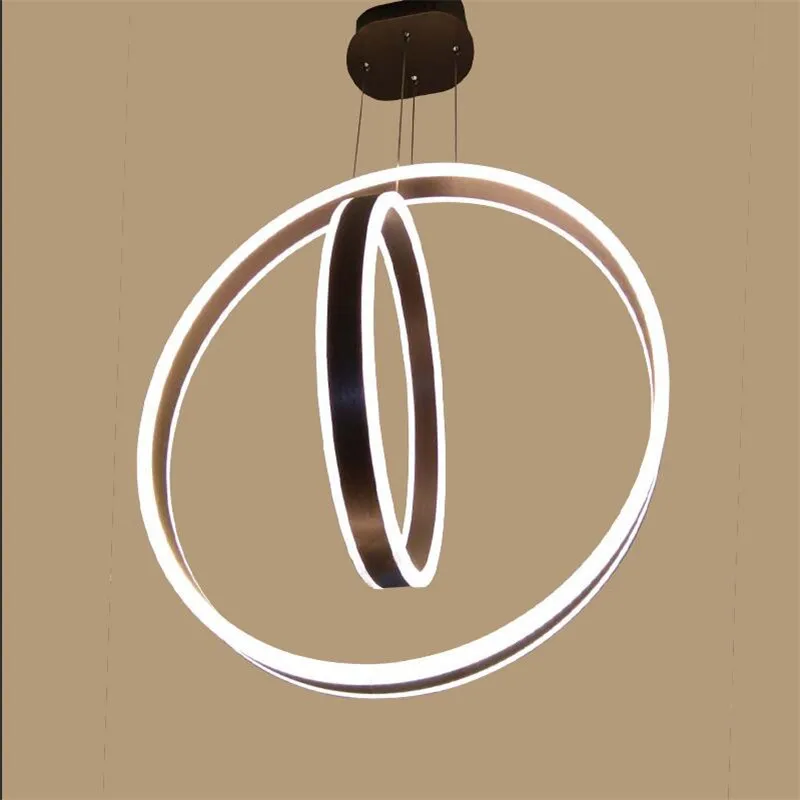 

New design Circle Modern led Pendant Lights Acrylic Brown Rings Suspension Luminaire Hanging Lamp For Living Room Led Lustres