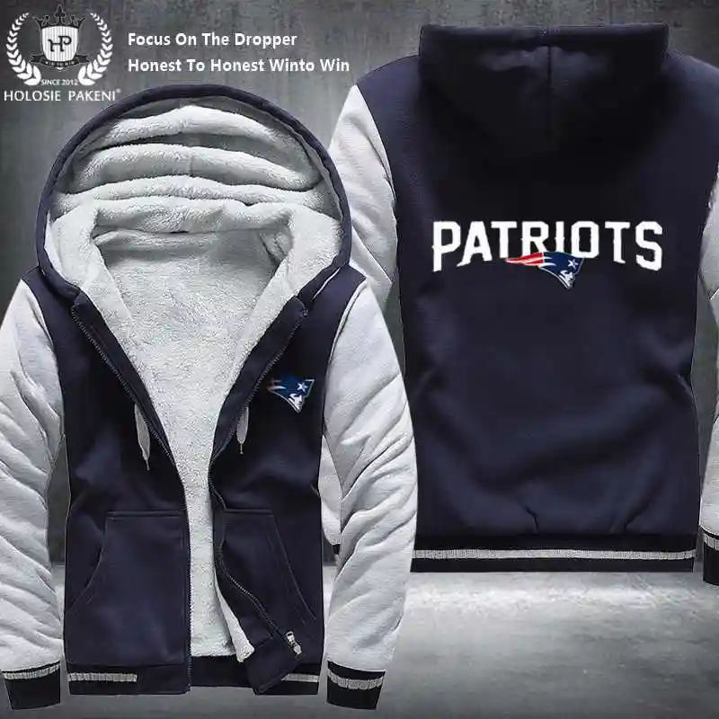 Dropshipping Usa Size Unisex New England Patriots Winter Thicken Fleece Hoodie Zipper Sweatshirt Jacket Costume Tracksuit Made Hoodies Sweatshirts Aliexpress