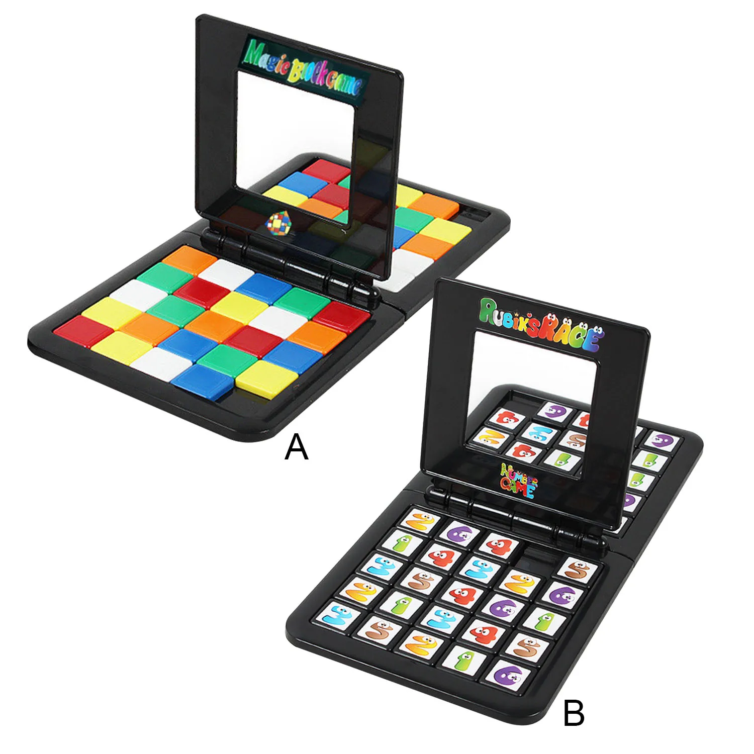 

Puzzle Cube Rainbow Block 3D Puzzle Race Cube Board Game for Kids Adults Education Toy Parent-Child Double Speed Game Magic Game
