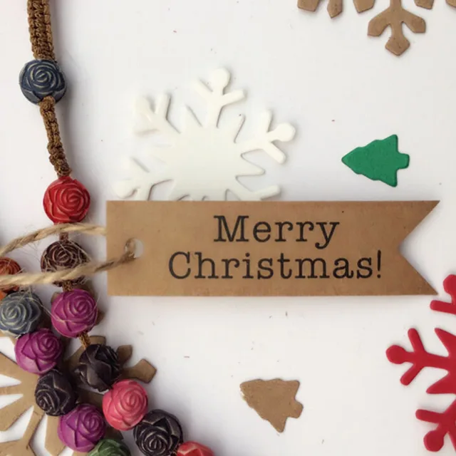 100 Diy Christmas Decorations 100 Pcs/pack Merry Christmas Pattern Decorative Paper Gift Tags Label