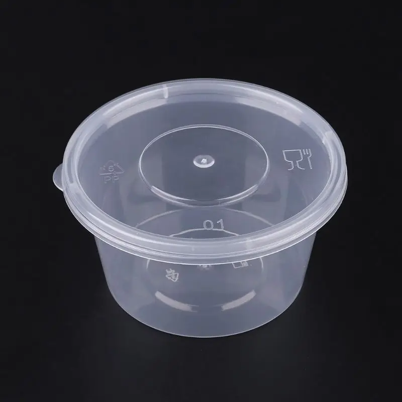 10pcs Kitchen Disposable Plastic Sauce Cup Pot Chutney Container With Lid Slime Storage Box Case 100ml