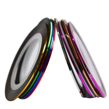 10 couleurs 1mm rouleaux Nail Art rayures paillettes rayure bande autocollant bricolage ongles décorations ligne accessoires conseils JINC391(China)