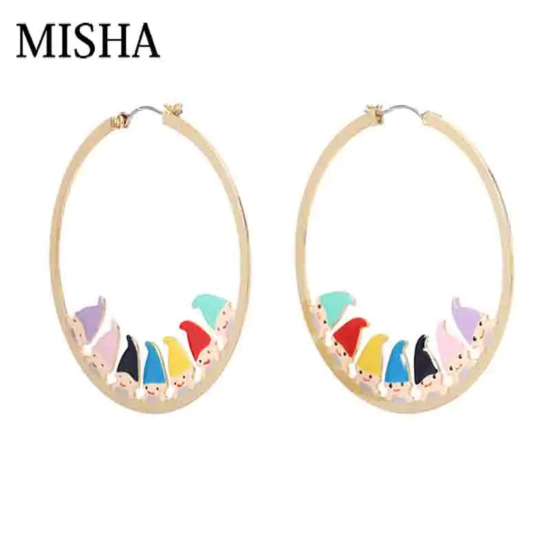 

MISHA New Dwarf color fashion circle Enamel glaze jewels party Pendant Large Earrings Dangle Fine Jewelry For Gift 785
