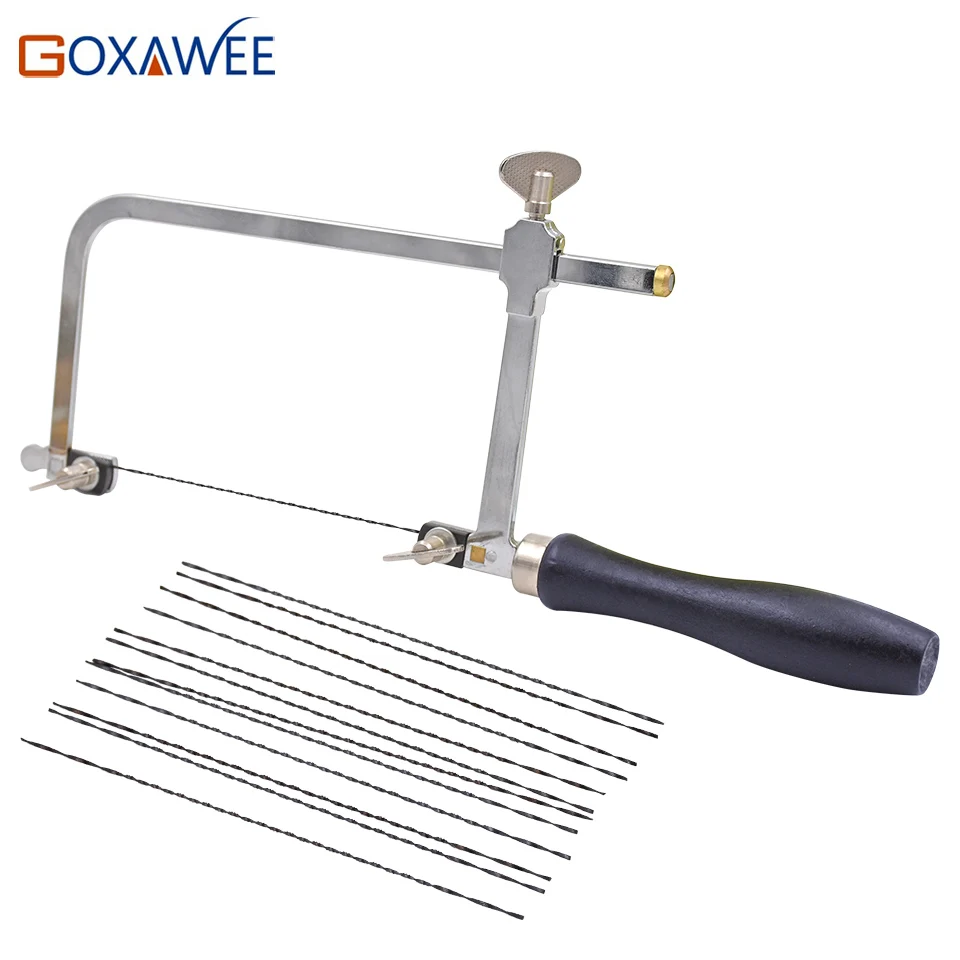 GOXAWEE Регулируемая пила рамка Sawbow Регулируемая u-образная пила Hacksaw DIY ручные инструменты с 12 шт. спиральные пилы для ювелирных инструментов - изображение