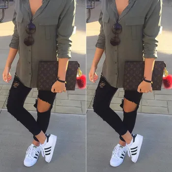 

2017 New Fashion Womens Blouse Chiffon Long Sleeve Ladies Shirt Loose Casual Tops Woman Clothes