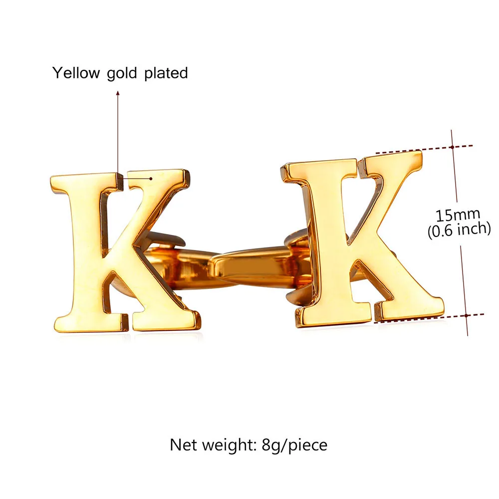 Мужские Запонки буквы K желтое золото/цвет трендовые французские рубашки свадебное платье Запонки мужской подарок C2041G