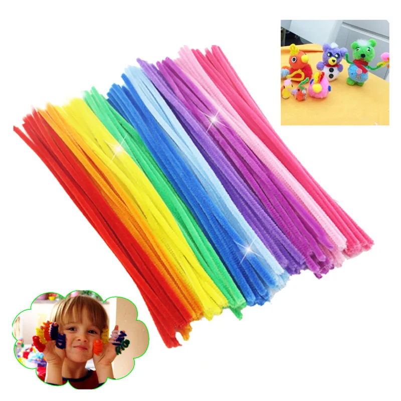 

100 pcs Montessori Materials Chenille Educational Toy Shilly Stick Crafts Colorful Pipe Cleaner Toys DIY Toys For Children