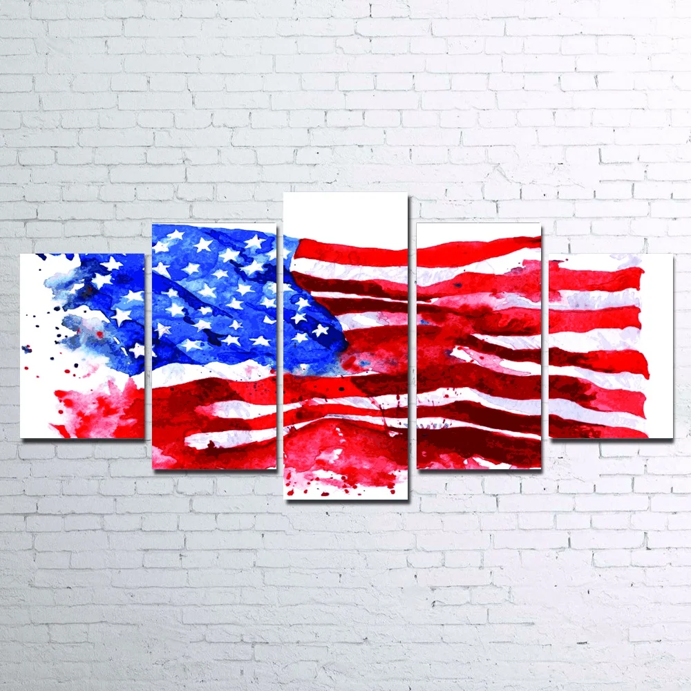 5 Pieces Brand Designed American Flag Logo Modern Home Wall Decor