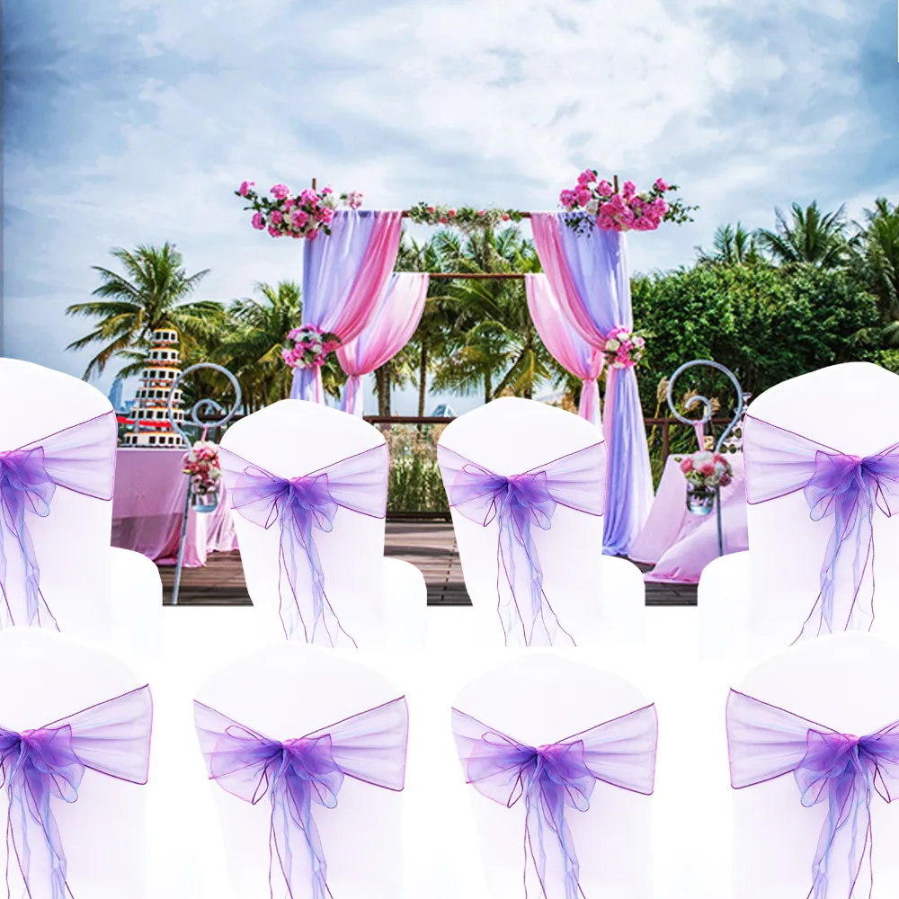 26M X 29CM Organza Roll Sash Fabric Chair Cover Bows Table Runner Sashes Swag JI