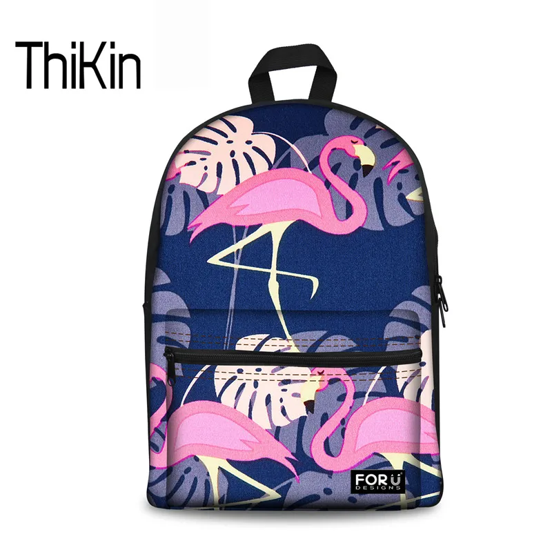 

THIKIN Flamingo Canvas Schoolbag For Female Stylish Teenager School Bag Casual Kids Boys Girls Designer Backpack Ladies Bag Pack