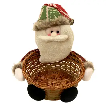 

1PC Bamboo Material Christmas Storage Basket Santa Claus Home Party Christmas Decoration For Storage Of Candy Cookies Gifts