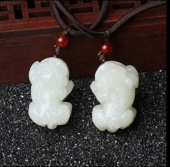 

Hetian jade white fine torsion hip brave couple pairs brave pendant pendant men and women with certificate
