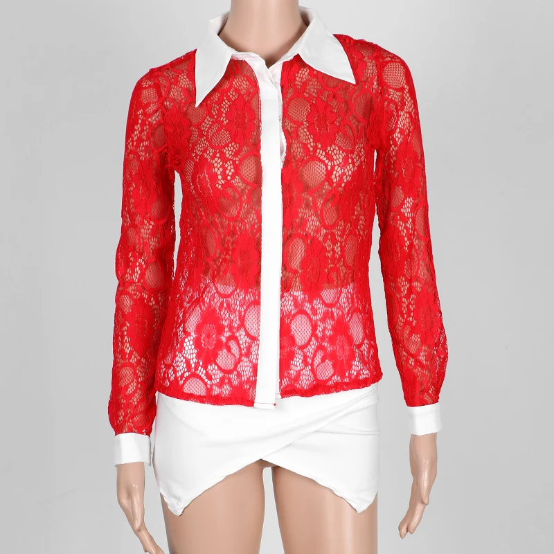 Jyconline manga larga Encaje blusa Camisas blusas renda Encaje patchwork mujeres blusa delgada Tops sexy Camisas ropa mujer Jyconline manga larga Encaje blusa Camisas blusas renda Encaje patchwork mujeres blusa delgada Tops sexy Camisas ropa mujer